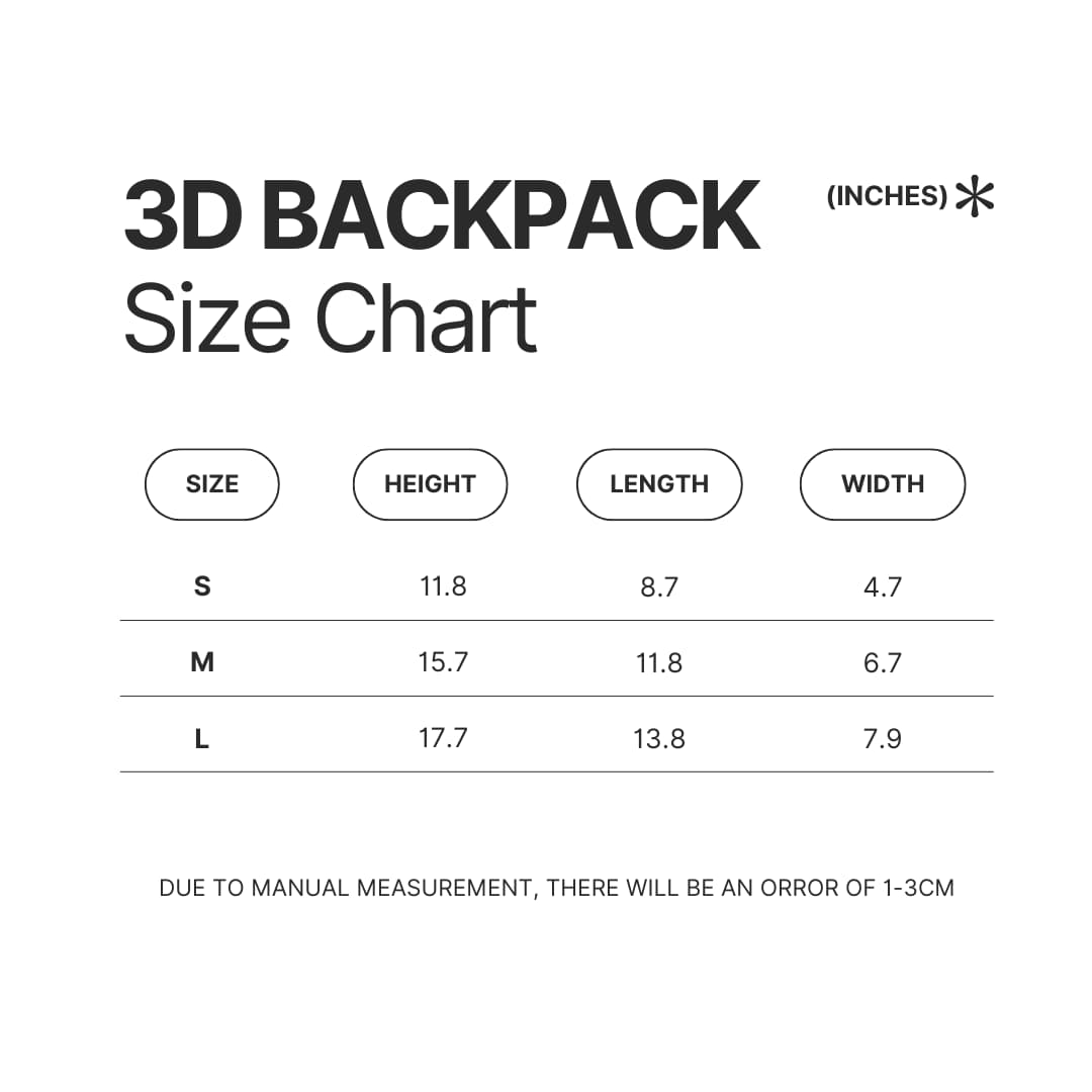 3D Backpack Size Chart - CORTIS Shop